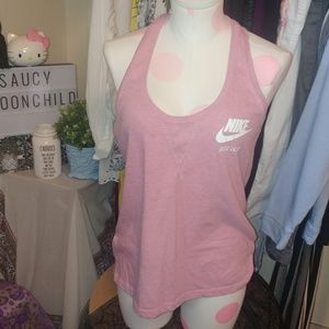 Nike • Sporty Pink Heather Organic Cotton Graphic Racerback Workout Tank Top M